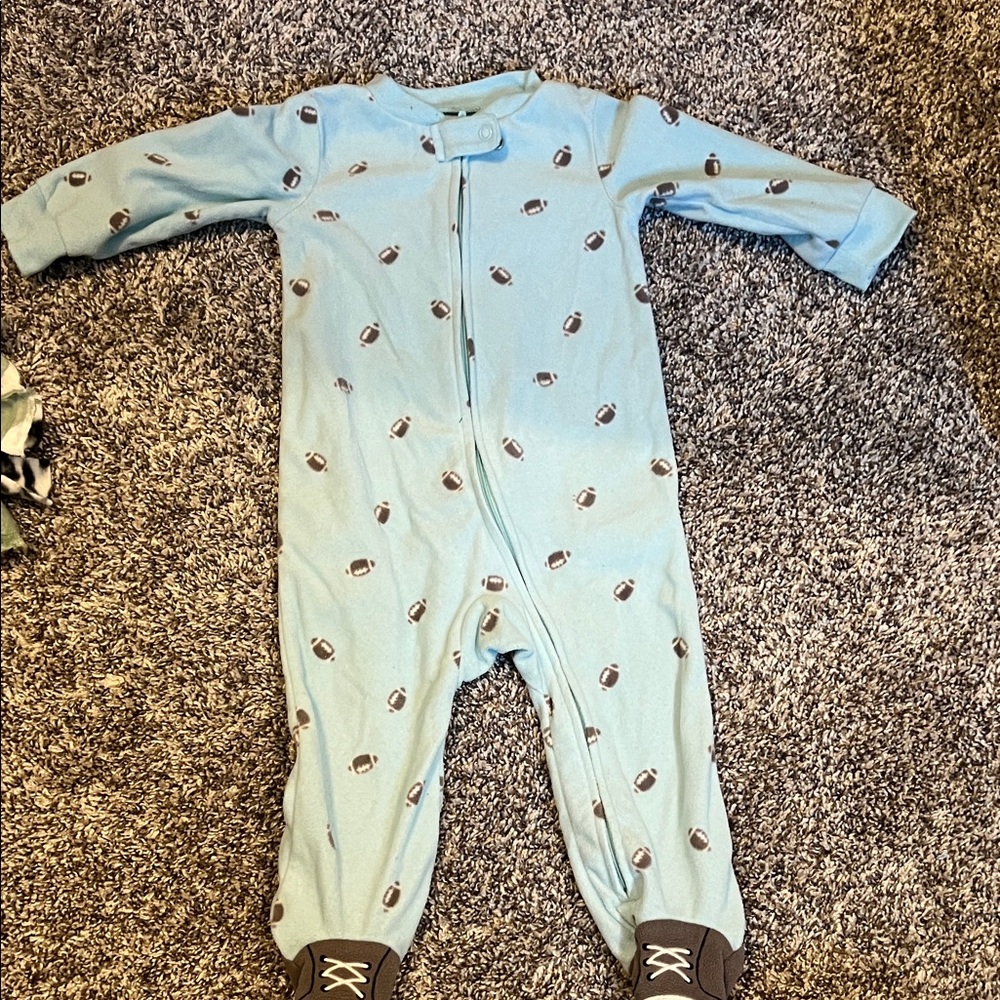 Carter's Light Blue Football Print Footie